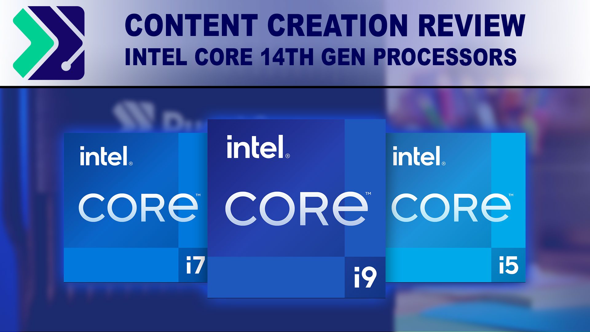 Intel Core i5, i7, and i9 boxes on a blue background with the title above them